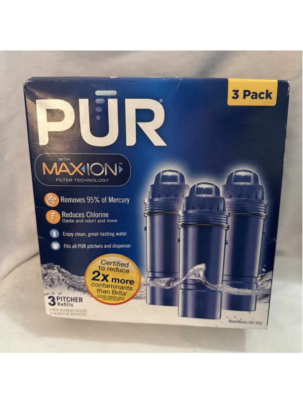 PUR CRF-950Z Water Filter. with MAXION Filter Technology - Blue(Pack of 3) NIB